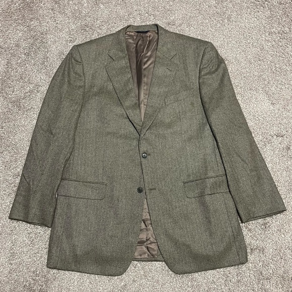 Men’s Brooks Brothers 100% Cashmere Herringbone Blazer Size 44L